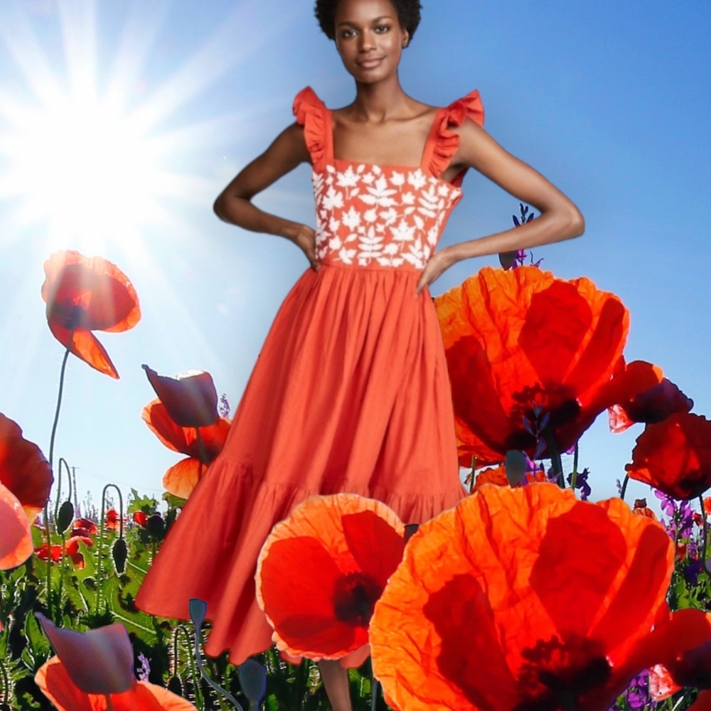 CAROLINA K KUNA EMBROIDERED DRESS